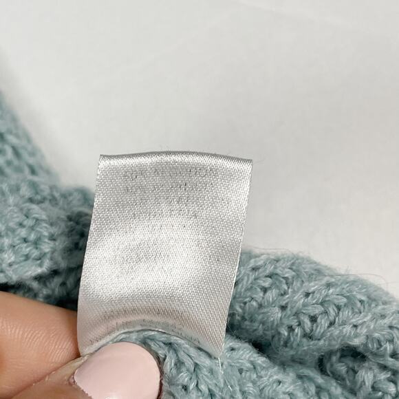 She + Sky Small S Teal Green Side Tie Lace Up Pullover Sweater Scoop Neck Cozy - Picture 8 of 9